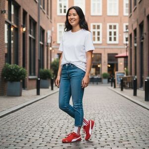 American Trench Red Vertical Nostalgic Stripe Crew Socks Unisex